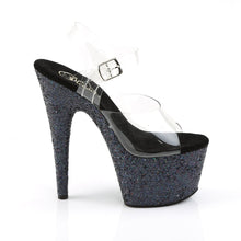 Load image into Gallery viewer, ADORE-708LG 7&quot; Heel Clear Black Glitter Sexy Sandals