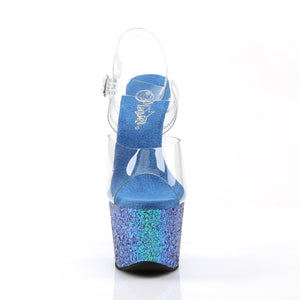 ADORE-708LG Transparent Blue Glitter Pole Dance Sandals