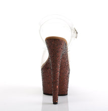 Load image into Gallery viewer, ADORE-708LG 7&quot; Heel Clear Copper Glitter Pole Dancing Sandal