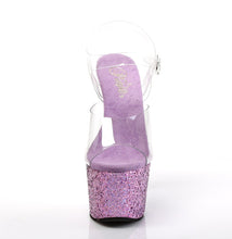 Load image into Gallery viewer, ADORE-708LG 7&quot; Heel Clear Lavender Glitter Pole Sandals