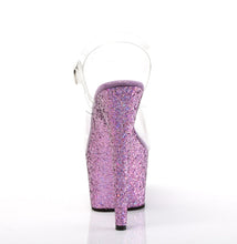 Load image into Gallery viewer, ADORE-708LG 7&quot; Heel Clear Lavender Glitter Pole Sandals