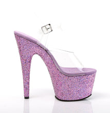 Load image into Gallery viewer, ADORE-708LG 7&quot; Heel Clear Lavender Glitter Pole Sandals