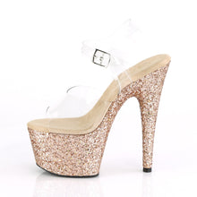 Load image into Gallery viewer, ADORE-708LG 7&quot; Heel Clear Rose Gold Glitter Strippers Shoes