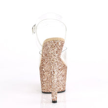 Load image into Gallery viewer, ADORE-708LG 7&quot; Heel Clear Rose Gold Glitter Strippers Shoes