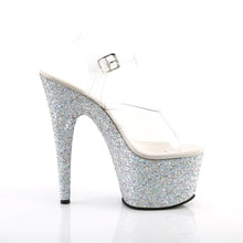 Load image into Gallery viewer, ADORE-708LG 7&quot; Heel Clear and Silver Glitter Pole Shoes