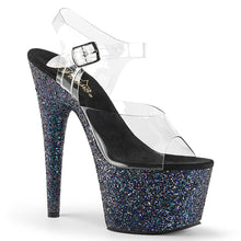 Load image into Gallery viewer, ADORE-708LG 7&quot; Heel Clear Black Glitter Sexy Sandals