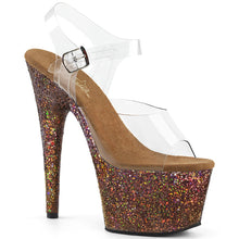 Load image into Gallery viewer, ADORE-708LG 7&quot; Heel Clear Copper Glitter Pole Dancing Sandal