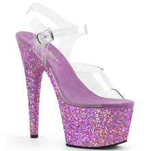 Load image into Gallery viewer, ADORE-708LG 7&quot; Heel Clear Lavender Glitter Pole Sandals