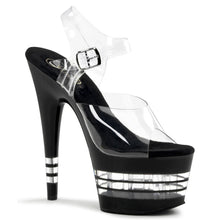 Load image into Gallery viewer, ADORE-708LN 7&quot; Heel Clear and Black Pole Dancing Shoes