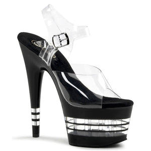 ADORE-708LN 7" Heel Clear and Black Pole Dancing Shoes