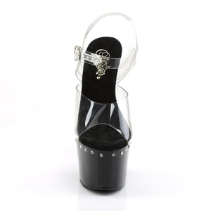 ADORE-708LS 7" Heel Clear and Black Pole Dancing Shoes