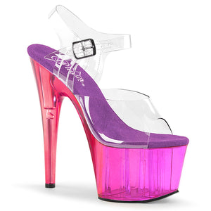 ADORE-708MCT 7" Heel Clear & Purple Tinted Pole Dancer Shoes