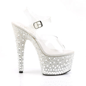 ADORE-708MR-5 7" Heel Clear and White Exotic Dancing Shoes