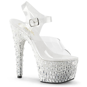 ADORE-708MR-5 7" Heel Clear and White Exotic Dancing Shoes