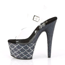 Load image into Gallery viewer, ADORE-708MSLG Sexy 7&quot; Heel Clear Black Glitter Dancer Shoe