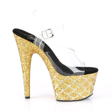 Load image into Gallery viewer, ADORE-708MSLG Sexy 7&quot; Heel Clear Gold Glitter Dancing Shoes