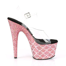 Load image into Gallery viewer, ADORE-708MSLG Sexy 7 Inch Heel Clear Salmon Glitter Shoes