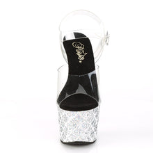 Load image into Gallery viewer, ADORE-708MSLG Sexy 7 Inch Heel Clear Silver Glitter Shoes