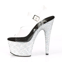 Load image into Gallery viewer, ADORE-708MSLG Sexy 7 Inch Heel Clear Silver Glitter Shoes