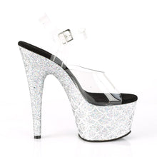 Load image into Gallery viewer, ADORE-708MSLG Sexy 7 Inch Heel Clear Silver Glitter Shoes