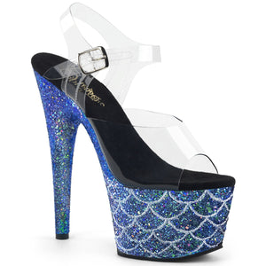 ADORE-708MSLG Sexy Transparent Blue Glitter Exotic Dance Shoe