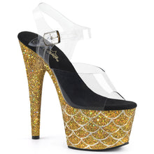 Load image into Gallery viewer, ADORE-708MSLG Sexy 7&quot; Heel Clear Gold Glitter Dancing Shoes