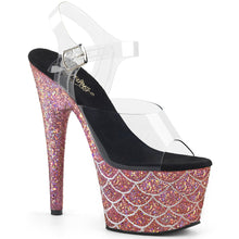 Load image into Gallery viewer, ADORE-708MSLG Sexy 7 Inch Heel Clear Salmon Glitter Shoes