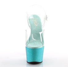 Load image into Gallery viewer, ADORE-708OMBRE 7 Inch Heel Clear Aqua White Glitter Sandals