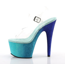 Load image into Gallery viewer, ADORE-708OMBRE 7 Inch Heel Clear Aqua White Glitter Sandals