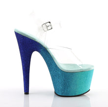 Load image into Gallery viewer, ADORE-708OMBRE 7 Inch Heel Clear Aqua White Glitter Sandals