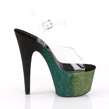 Load image into Gallery viewer, ADORE-708OMBRE Pleaser 7&quot; Heel Emerald Black Fetish Sandals