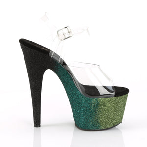 ADORE-708OMBRE Pleaser 7" Heel Emerald Black Fetish Sandals