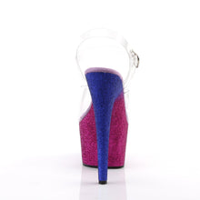 Load image into Gallery viewer, ADORE-708OMBRE 7 Inch Heel Clear Fuchsia Blue Fetish Sandals