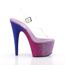 Load image into Gallery viewer, ADORE-708OMBRE 7 Inch Heel Clear Fuchsia Blue Fetish Sandals