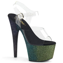 Load image into Gallery viewer, ADORE-708OMBRE Pleaser 7&quot; Heel Emerald Black Fetish Sandals