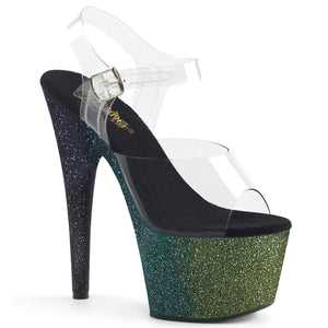 ADORE-708OMBRE Pleaser 7" Heel Emerald Black Fetish Sandals