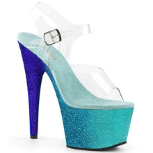 Load image into Gallery viewer, ADORE-708OMBRE 7 Inch Heel Clear Aqua White Glitter Sandals