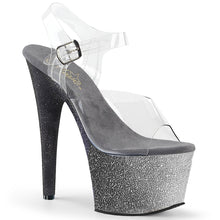 Load image into Gallery viewer, ADORE-708OMBRE 7 Inch Heel Clear Silver-Black Fetish Sandals