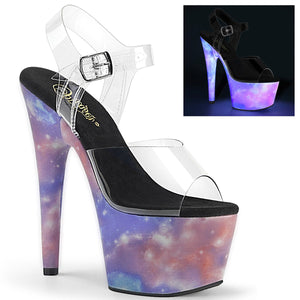 ADORE-708REFL 7 Inch Heel Clear Purple-Blue Fetish Sandals