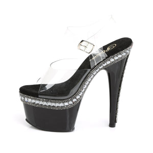 ADORE-708RS-1 7" Heel Clear Black Pole Dance Platform Sandal