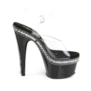 ADORE-708RS-1 7" Heel Clear Black Pole Dance Platform Sandal