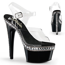 Load image into Gallery viewer, ADORE-708RS-1 7&quot; Heel Clear Black Pole Dance Platform Sandal