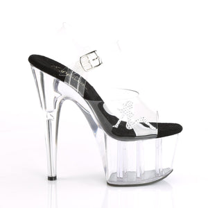 ADORE-708RSTG 7" Heel Clear Black Pole Dance Platform Sandal