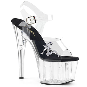 ADORE-708RSTG 7" Heel Clear Black Pole Dance Platform Sandal