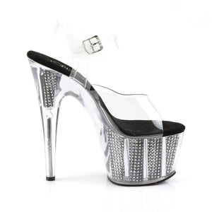 ADORE-708SRS 7 Inch Heel Clear Black Bling Fetish Sandals