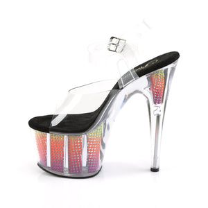 ADORE-708SRS 7 Inch Heel Clear Neon Multi Fetish Sandals