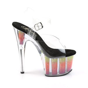 ADORE-708SRS 7 Inch Heel Clear Neon Multi Fetish Sandals