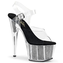 Load image into Gallery viewer, ADORE-708SRS 7 Inch Heel Clear Black Bling Fetish Sandals