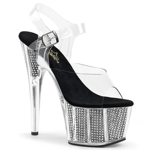 ADORE-708SRS 7 Inch Heel Clear Black Bling Fetish Sandals