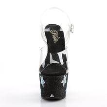 Load image into Gallery viewer, ADORE-708STAR 7 Inch Clear &amp; Black Glitter Pole Dancer Shoes